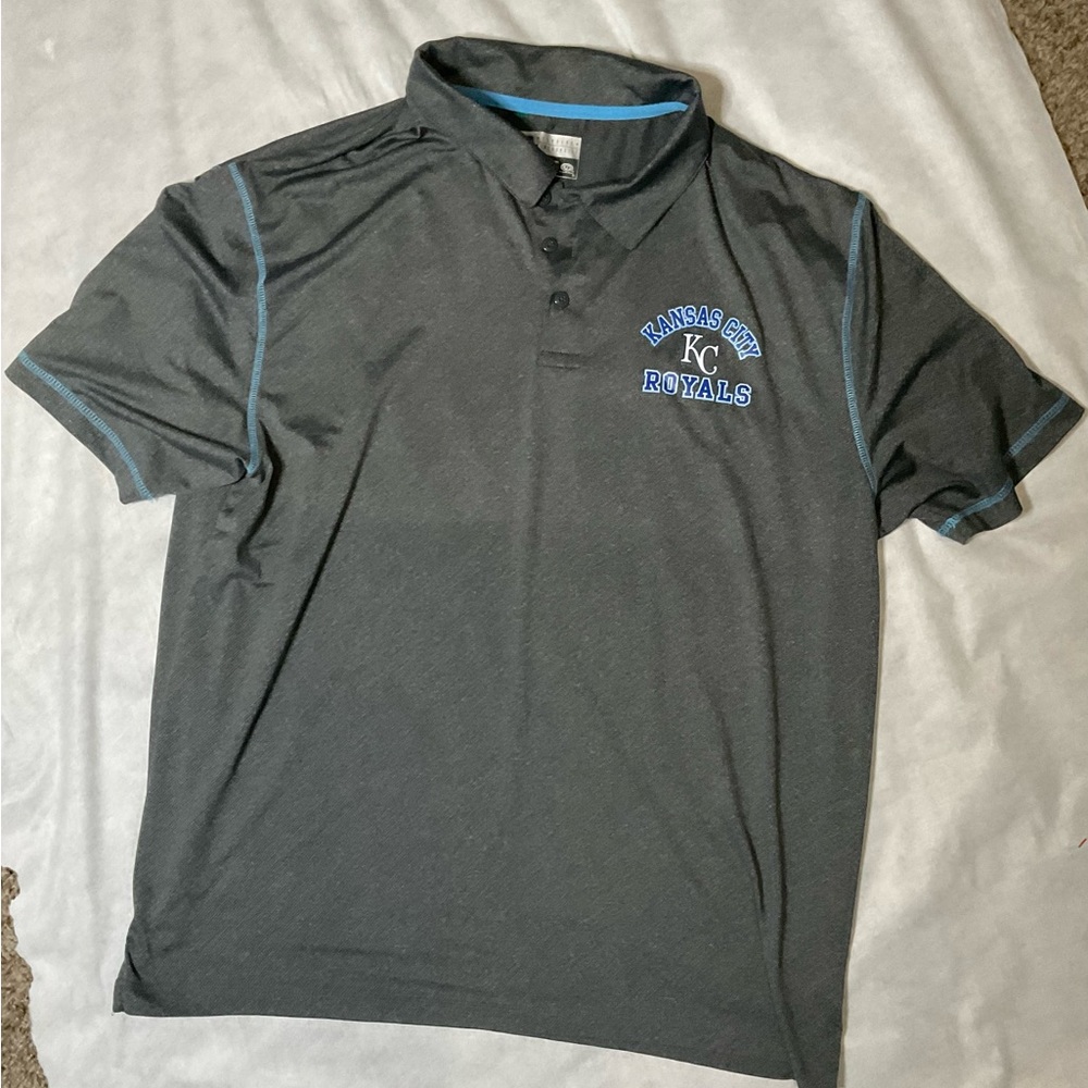Kansas City Royals Polo Shirt Mens XL Blue grey White  Lightweight‎ MLB